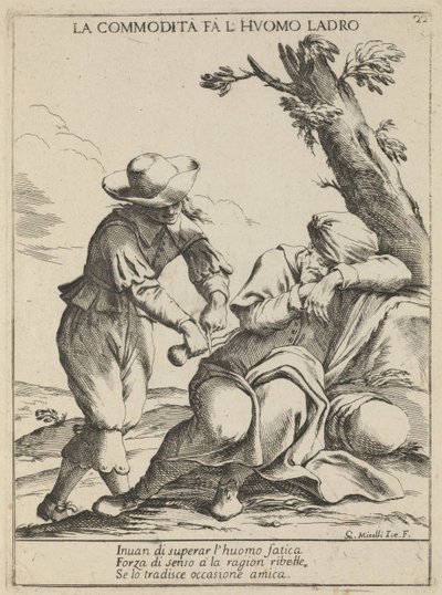 機会は泥棒になります。快適さは泥棒を作る、1678 作： Giuseppe Maria Mitelli