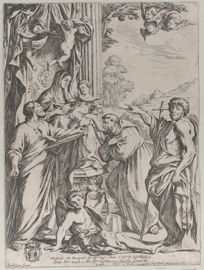 3 人の聖人に即位した聖母、1668 年。 作： Giuseppe Maria Mitelli