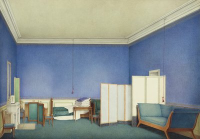 ジュゼッペ・ノーディン（1792-1872）による水彩画、パルマのマリー・ルイーズの2番目の夫、アダム・アルバート・フォン・ナイペルク将軍の寝室 作： Giuseppe Naudin