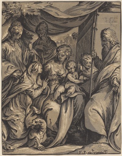 聖人と聖母子 作： Giuseppe Nicolo Vicentino, after Camillo Boccaccino