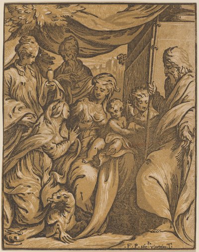 聖人と聖母子 作： Giuseppe Nicolo Vicentino, after Camillo Boccaccino