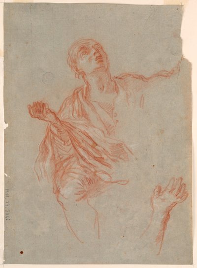 素描、喪主の腕、手、着衣の習作、18世紀後半 作： Giuseppe Passeri