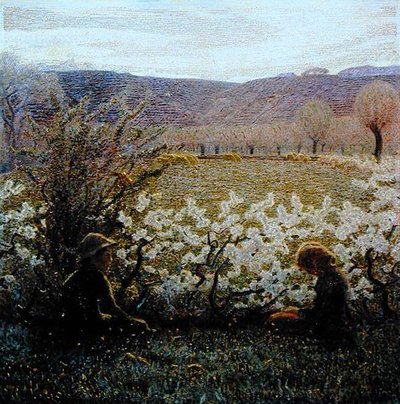 フィールド・イン・ブルーム（油彩・キャンバス） 作： Giuseppe Pellizza da Volpedo