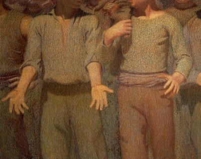 ジュゼッペ・ペッリッツァ・ダ・ボルペド作「第四の国家」（詳細 作： Giuseppe Pellizza da Volpedo