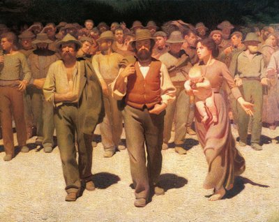 ジュゼッペ・ペッリッツァ・ダ・ボルペド作「第四の国家」（詳細 作： Giuseppe Pellizza da Volpedo