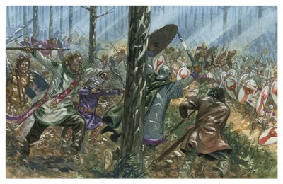 ガリアにおけるローマ軍団に対するバガウダの待ち伏せ 作： Giuseppe Rava