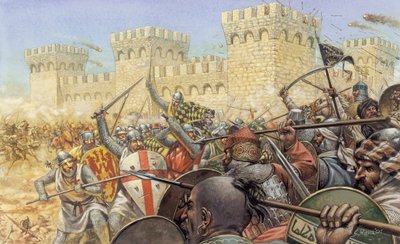 十字軍：要塞付近での十字軍とサラセン人の戦い 作： Giuseppe Rava