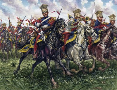 第一帝国：1815年6月18日のワーテルローの戦いにおける帝国軍軽騎兵連隊（レッド・ランサーズまたはレッド・ランサーズ） - 第一帝国：1815年6月18日のワーテルローの戦いにおける帝国軍軽騎兵連隊（レッド・ランサーズまたはレッド・ランサーズ 作： Giuseppe Rava