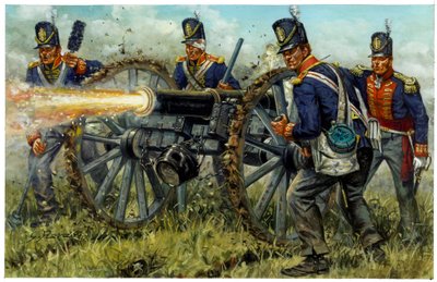 第一帝国：1815年6月18日、ワーテルローの戦いにおける王立陸軍砲兵隊 - ジュゼッペ・ラヴァによるイラストレーション 作： Giuseppe Rava