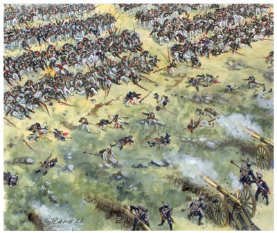 第一次帝国、ドイツ遠征：1813年10月、ライプツィヒの戦いで敗れたロシア軍歩兵部隊 - First empire, German campaign: ロシア軍歩兵部隊、ライプツィヒの戦いでフランス軍に敗れる（1813年10月） - Illustrat 作： Giuseppe Rava