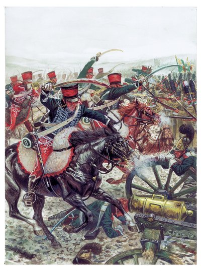 第一帝国：1805年12月2日のアウステルリッツの戦いにおけるピエール・マルガロン将軍（1765-1824）指揮の旅団の突撃 - 第一帝国：1815年12月2日のアウステルリッツの戦いにおけるマルガロン将軍指揮の旅団の突撃 - Illustrati 作： Giuseppe Rava