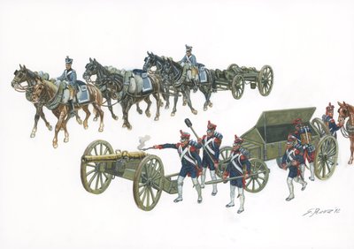 最初の帝国：ルイ15世の下で砲兵隊を再編成したジャン・バティスト・ド・グリボーヴァル（1715～1789年）によるグリボーヴァル砲兵システム - 最初の帝国：グリボーヴァルシステムは1765年以降、フランスの砲兵隊に改良技術を導入 - イラスト：ジウス 作： Giuseppe Rava