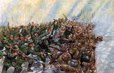 仏泰戦争（1940-1941）：インドシナにおけるプラック・ピブルソングラム将軍のタイ軍とヴィシー政府のフランス軍との戦い - 仏泰戦争：タイとヴィシー・フランスの間で戦われた戦い - イラスト：ジウス 作： Giuseppe Rava