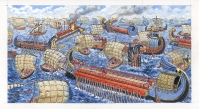 グナエウス・ポンペイウス・マグヌスがキリキア海賊団を撃破 作： Giuseppe Rava