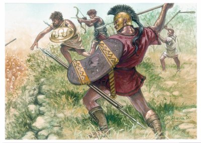マケドニア王国：軽歩兵の兵士たち - マケドニア（古代王国）：軽歩兵の兵士たち - イラスト：Giuseppe Rava 作： Giuseppe Rava