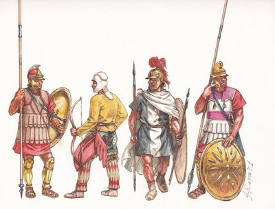 マケドニア軍ファランギテス槍騎兵弓兵とペルシャ傭兵 作： Giuseppe Rava