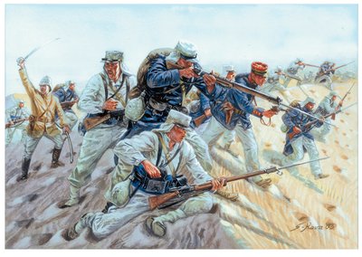 Marche ou creve フランス外人部隊の兵士たち：「進軍か死か」 イラスト：ジュゼッペ・ラヴァ 作： Giuseppe Rava