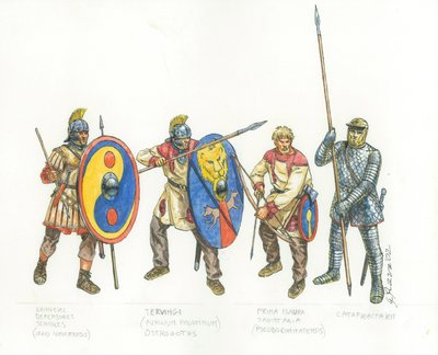 ローマ軍：軍団補助アーチャー、カタフラクト 作： Giuseppe Rava