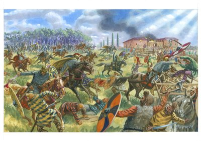 フランク軍と戦うローマ騎兵隊 作： Giuseppe Rava