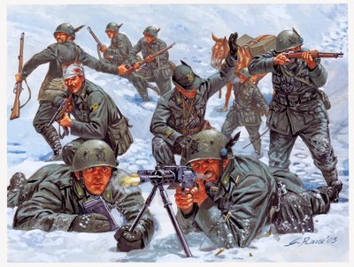 第二次世界大戦：ロシア戦線でのイタリア人アルペンハンター「ペンネ・ネーレ（黒い羽根 作： Giuseppe Rava