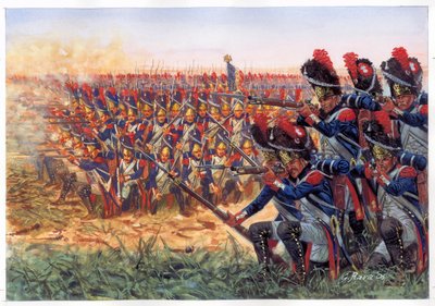 ワーテルローの戦いにおけるナポレオン1世（1769-1821）の帝国軍 作： Giuseppe Rava