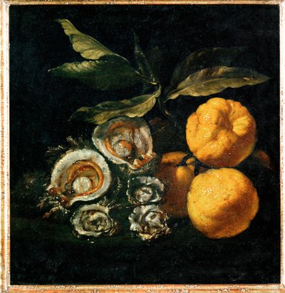 牡蠣とカリンの静物画 - Nature Morte aux huitres et aux coings ... 作： Giuseppe Recco
