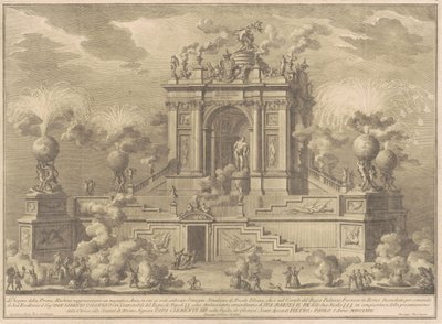 1767年の中国のプリマ・マッキナ：ファルネーゼ・ヘラクレスのある凱旋門、1767年。 作： Giuseppe Vasi