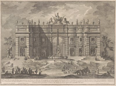 1772 年の中国のセコンダ マッキナ: ゲーム マーケットとパンテオンの噴水のある広場 作： Giuseppe Vasi, after Giuseppe Palazzi, after Paolo Posi