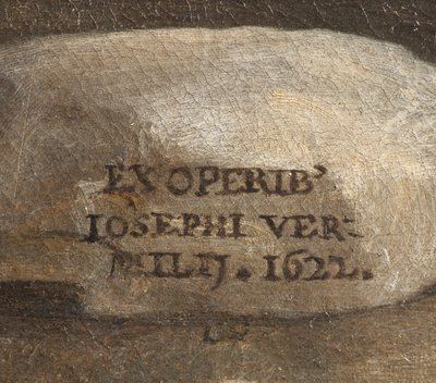 アーティストの署名、キリスト降誕、詳細、1622 作： Giuseppe Vermiglio