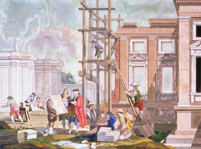 美術、美術を描いた4つのシリーズからの建築、c.1780 作： Giuseppe Zocchi