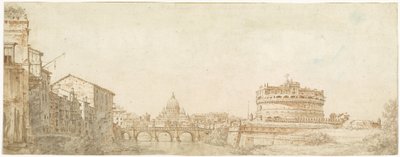 サンピエトロ大聖堂とサンタンジェロ城のあるローマの眺め 作： Giuseppe Zocchi