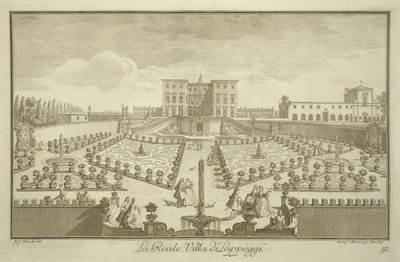 トスカーナの景色からのヴィララペッジ、c.1744-57を公開 作： Giuseppe Zocchi