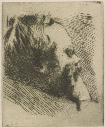エドガー・ドガの肖像、1875年（ドライポイント） 作： Giuseppe de Nittis