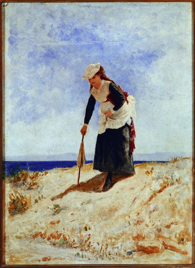 砂の上の女」（油彩・キャンバス 作： Giuseppe or Joseph de Nittis