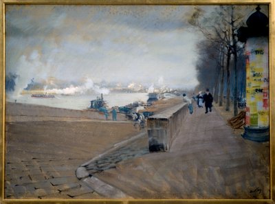 パリのラ・セーヌ川。ジュゼッペ・ニッティス（1846-1884）の絵画 作： Giuseppe or Joseph de Nittis