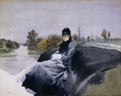 馬車の女性;車の中の女性、 作： Giuseppe or Joseph de Nittis