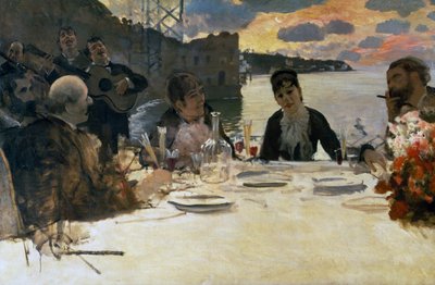 ポジリポでの昼食」1879年頃（油彩・キャンバス 作： Giuseppe or Joseph de Nittis