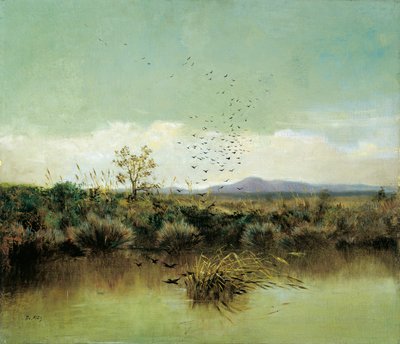 ジュゼッペ・デ・ニッティス（1846-1884）作「オファント川岸にて」油彩・キャンバス、50x58cm 作： Giuseppe or Joseph de Nittis