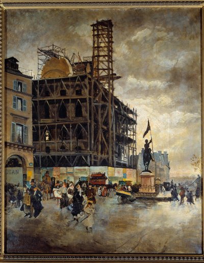 ピラミッド広場 1880年のマルサン館（パリ）の建設。絵画 Guiseppe Nittis（1846-1884） Ec.イタル 作： Giuseppe or Joseph de Nittis