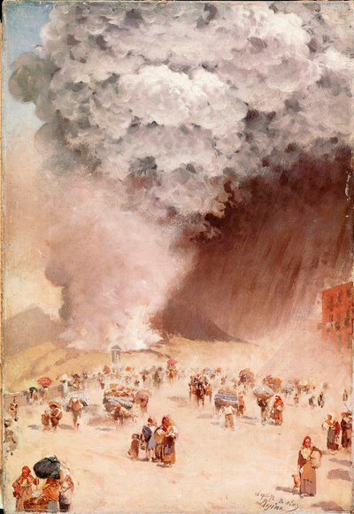 灰の雨または「ベスビオ火山の噴火」ジュゼッペデニッティスの絵画 作： Giuseppe or Joseph de Nittis