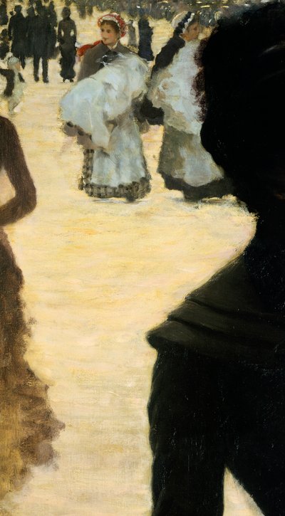 ブーローニュの森からの帰り道、犬を連れた婦人」ジュゼッペ・デ・ニッティス作、詳細 作： Giuseppe or Joseph de Nittis