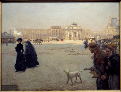 1882年のチュイルリー宮殿のカルーセル広場の廃墟。パリの街並みを表現したテーブル。ギゼッペ・ニッティス（1846-1884）の絵画 作： Giuseppe or Joseph de Nittis