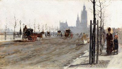ビクトリア堤防、ロンドン、1875 作： Giuseppe or Joseph de Nittis