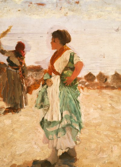 待機中（油彩・キャンバス 作： Giuseppe or Joseph de Nittis