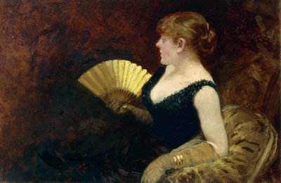 扇子を持つ女（油彩・キャンバス 作： Giuseppe or Joseph de Nittis