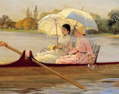 テムズ川のボートに乗る女性たち 作： Giuseppe or Joseph de Nittis