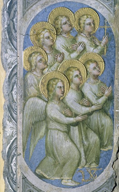 黙示録の7人の天使、1360-70年に7つのフラスコを受け取る 作： Giusto di Giovanni de Menabuoi