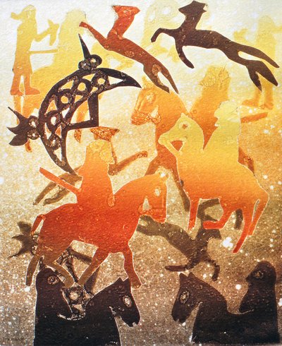Pictish Hunt 2000（モノプリント） 作： Gloria Wallington