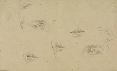 目と口の研究、スケッチブックのページ 作： Glyn Warren Philpot
