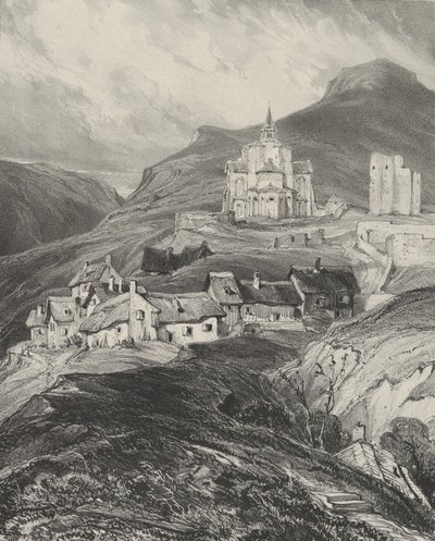 サン・ネクテール教会の外観の後陣、1831 年。 作： Godefroy Engelmann